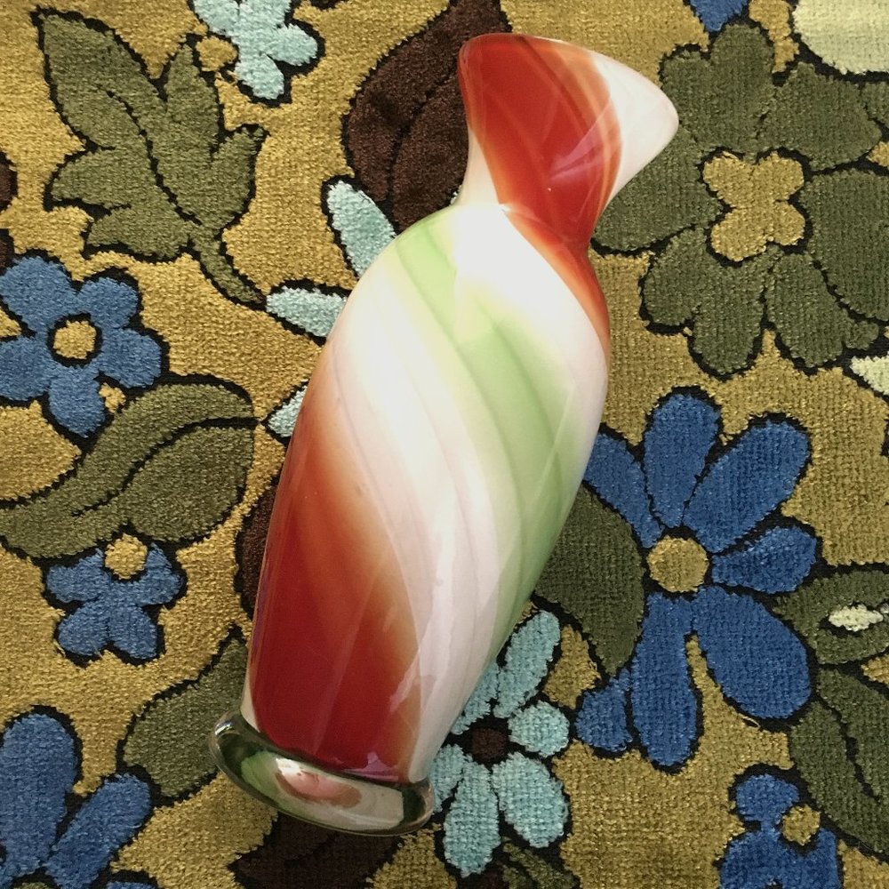 Vintage 70s Candy Striped Glass Vase | Mid Century Modern MCM Decor